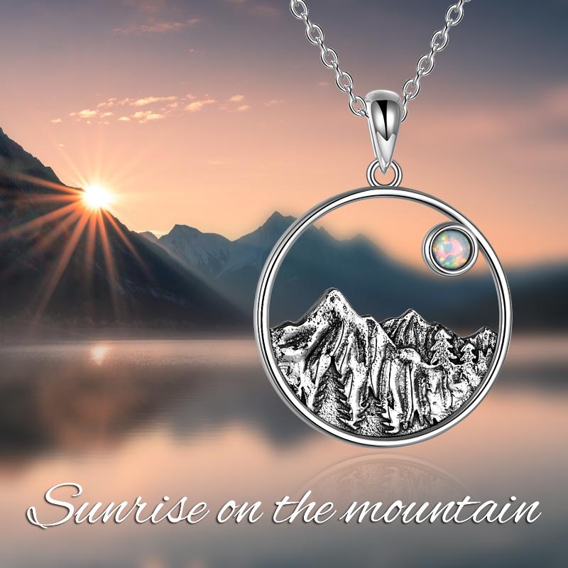 Sterling Silver Mountain Necklace with Opal